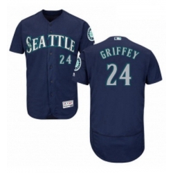 Mens Majestic Seattle Mariners 24 Ken Griffey Navy Blue Alternate Flex Base Authentic Collection MLB Jersey