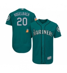 Mens Seattle Mariners 20 Dan Vogelbach Teal Green Alternate Flex Base Authentic Collection Baseball Jersey 