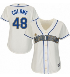 Womens Majestic Seattle Mariners 48 Alex Colome Replica Cream Alternate Cool Base MLB Jersey 