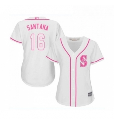 Womens Seattle Mariners 16 Domingo Santana Replica White Fashion Cool Base Baseball Jersey 