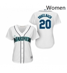 Womens Seattle Mariners 20 Dan Vogelbach Replica White Home Cool Base Baseball Jersey 