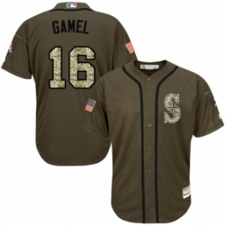 Youth Majestic Seattle Mariners 16 Ben Gamel Authentic Green Salute to Service MLB Jersey 