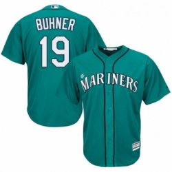 Youth Majestic Seattle Mariners 19 Jay Buhner Replica Teal Green Alternate Cool Base MLB Jersey 