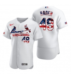 Men St  Louis St.Louis Cardinals 48 Harrison Bader Men Nike White Fluttering USA Flag Limited Edition Flex Base MLB Jersey