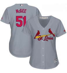 Womens Majestic St Louis Cardinals 51 Willie McGee Authentic Grey Road Cool Base MLB Jersey