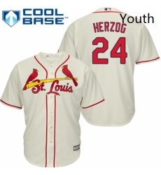 Youth Majestic St Louis Cardinals 24 Whitey Herzog Authentic Cream Alternate Cool Base MLB Jersey