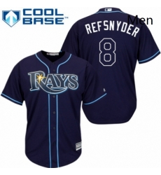 Mens Majestic Tampa Bay Rays 8 Rob Refsnyder Replica Navy Blue Alternate Cool Base MLB Jersey 