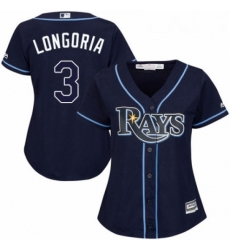 Womens Majestic Tampa Bay Rays 3 Evan Longoria Authentic Navy Blue Alternate Cool Base MLB Jersey