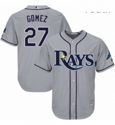 Youth Majestic Tampa Bay Rays 27 Carlos Gomez Replica Grey Road Cool Base MLB Jersey 