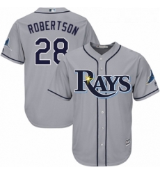 Youth Majestic Tampa Bay Rays 28 Daniel Robertson Replica Grey Road Cool Base MLB Jersey 