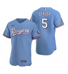 Men Texas Rangers 5 Corey Seager Light Blue Flex Base Stitched jersey