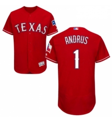 Mens Majestic Texas Rangers 1 Elvis Andrus Red Alternate Flex Base Authentic Collection MLB Jersey