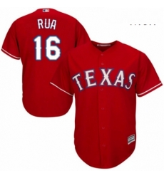 Mens Majestic Texas Rangers 16 Ryan Rua Replica Red Alternate Cool Base MLB Jersey 