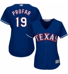 Womens Majestic Texas Rangers 19 Jurickson Profar Replica Royal Blue Alternate 2 Cool Base MLB Jersey