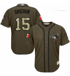 Mens Majestic Toronto Blue Jays 15 Randal Grichuk Replica Green Salute to Service MLB Jersey 