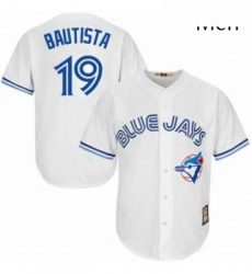 Mens Majestic Toronto Blue Jays 19 Jose Bautista Authentic White Cooperstown MLB Jersey