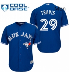 Mens Majestic Toronto Blue Jays 29 Devon Travis Replica Blue Alternate MLB Jersey