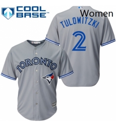 Womens Majestic Toronto Blue Jays 2 Troy Tulowitzki Authentic Grey MLB Jersey