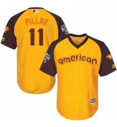 Youth Majestic Toronto Blue Jays 11 Kevin Pillar Authentic Yellow 2016 All Star American League BP Cool Base MLB Jersey