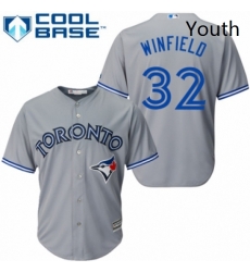 Youth Majestic Toronto Blue Jays 32 Dave Winfield Authentic Grey Road MLB Jersey 