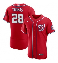 Men Washington Nationals 28 Lane Thomas Red Flex Base Stitched MLB Jersey