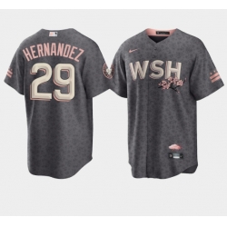 Men Washington Nationals 29 Yadiel Hernandez 2022 Grey City Connect Cherry Blossom Cool Base Stitched jersey