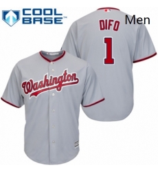 Mens Majestic Washington Nationals 1 Wilmer Difo Replica Grey Road Cool Base MLB Jersey 