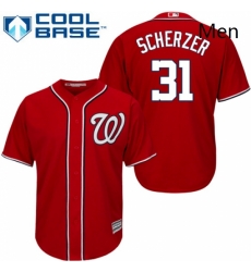 Mens Majestic Washington Nationals 31 Max Scherzer Replica Red Alternate 1 Cool Base MLB Jersey