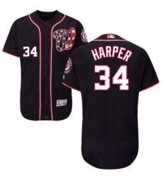 Mens Majestic Washington Nationals 34 Bryce Harper Navy Blue Alternate Flex Base Authentic Collection MLB Jersey