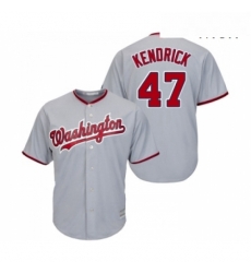 Mens Washington Nationals 47 Howie Kendrick Replica Grey Road Cool Base Baseball Jersey 