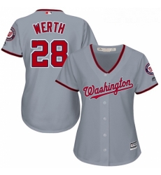 Womens Majestic Washington Nationals 28 Jayson Werth Authentic Grey Road Cool Base MLB Jersey