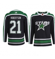 Men Dallas Stars 21 Jason Robertson Black 2022 23 Reverse Retro Stitched Jersey