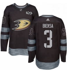 Mens Adidas Anaheim Ducks 3 Kevin Bieksa Authentic Black 1917 2017 100th Anniversary NHL Jersey 