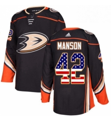 Mens Adidas Anaheim Ducks 42 Josh Manson Authentic Black USA Flag Fashion NHL Jersey 