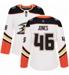 Womens Adidas Anaheim Ducks 46 Max Jones Authentic White Away NHL Jersey 