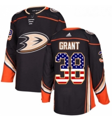 Youth Adidas Anaheim Ducks 38 Derek Grant Authentic Black USA Flag Fashion NHL Jersey 