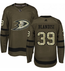 Youth Adidas Anaheim Ducks 39 Joseph Blandisi Authentic Green Salute to Service NHL Jersey 