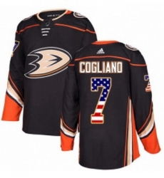 Youth Adidas Anaheim Ducks 7 Andrew Cogliano Authentic Black USA Flag Fashion NHL Jersey 