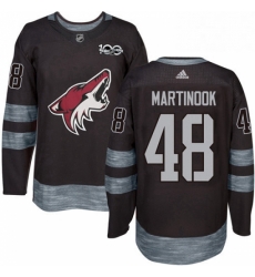 Mens Adidas Arizona Coyotes 48 Jordan Martinook Authentic Black 1917 2017 100th Anniversary NHL Jersey 