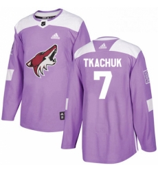 Youth Adidas Arizona Coyotes 7 Keith Tkachuk Authentic Purple Fights Cancer Practice NHL Jersey 