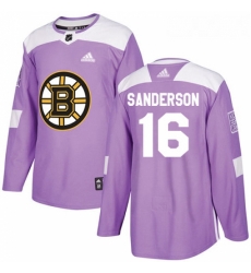 Youth Adidas Boston Bruins 16 Derek Sanderson Authentic Purple Fights Cancer Practice NHL Jersey 