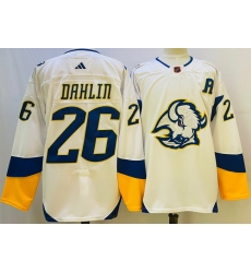 Men Buffalo Sabres 26 Rasmus Dahlin White 2022 23 Reverse Retro Stitched Jersey