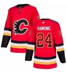 Mens Adidas Calgary Flames 24 Travis Hamonic Authentic Red Drift Fashion NHL Jersey 