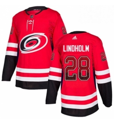 Mens Adidas Carolina Hurricanes 28 Elias Lindholm Authentic Red Drift Fashion NHL Jersey 