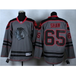 NHL Chicago Blackhawks #65 Shaw Cross Check Fashion Stitched NHL Grey jerseys