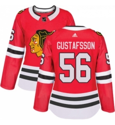 Womens Adidas Chicago Blackhawks 56 Erik Gustafsson Authentic Red Home NHL Jersey 