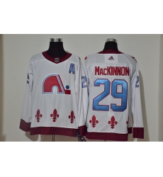 Men Colorado Avalanche 29 Nathan MacKinnon White 2020 21 Reverse Retro Adidas Jersey