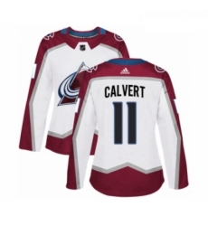 Womens Adidas Colorado Avalanche 11 Matt Calvert Authentic White Away NHL Jersey 