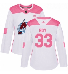 Womens Adidas Colorado Avalanche 33 Patrick Roy Authentic WhitePink Fashion NHL Jersey 