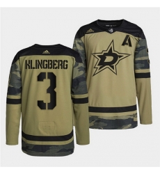 Men Dallas Stars 3 John Klingberg 2022 Camo Military Appreciation Night Stitched jersey